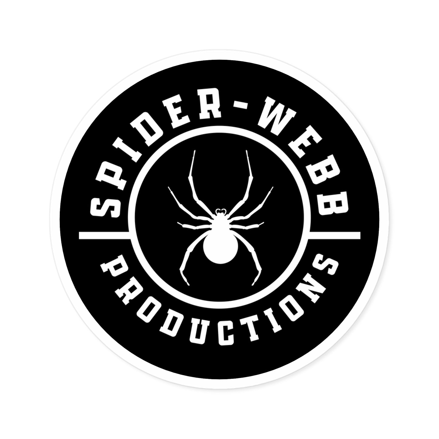 Spider-Webb Productions Round Sticker — Black Logo Vinyl Decal